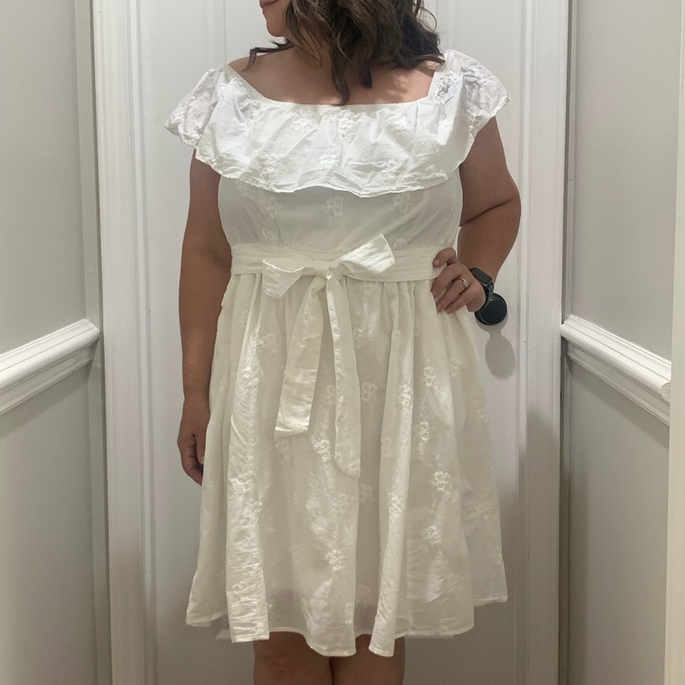 Torrid White Ruffle Mini Dress